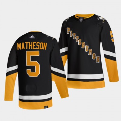 Adidas Pittsburgh Penguins #5 Mike Matheson Men's 202122 Alternate Authentic NHL Jersey Black